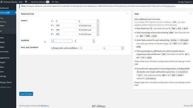 Booking Calendar - Optional cost settings with arithmetic expressions смотреть онлайн
