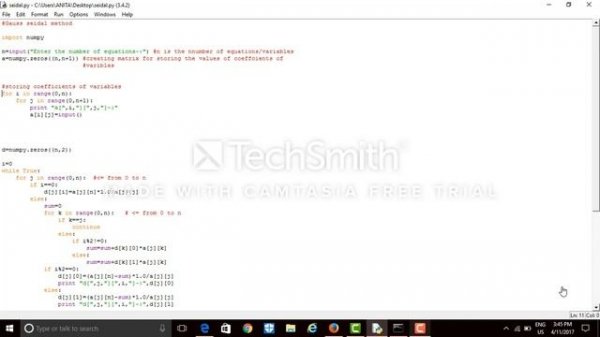 Gauss Seidal method in python