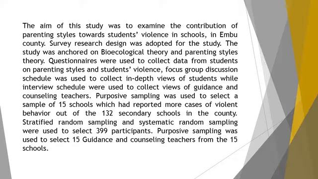 The Role of Parenting Styles on Violence among Students in Secondary Schools in Embu County, Kenya смотреть онлайн