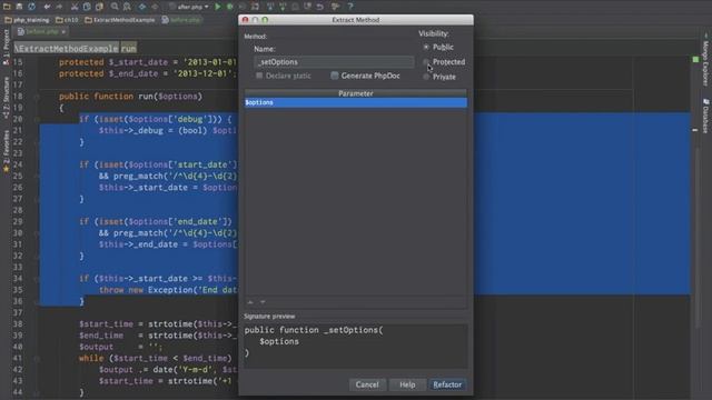 Extract Method in PhpStorm смотреть онлайн