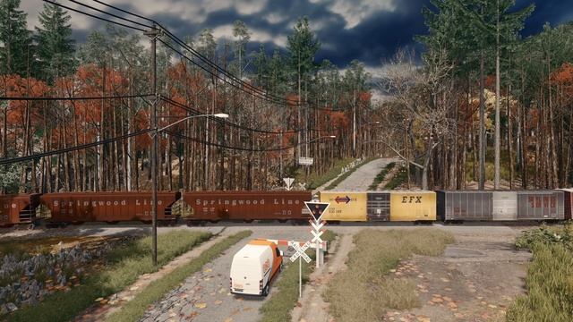 Cities Skylines Railfanning Railroad Crossing (Freight train) QHD@60fps смотреть онлайн