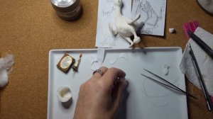 МК ватная игрушка "Гусыня" ( часть 4).  DIY spun cotton wool toy "Goose " (Part 4)