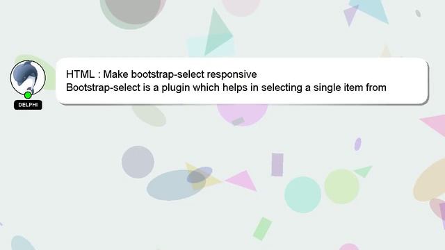 HTML : Make bootstrap-select responsive смотреть онлайн