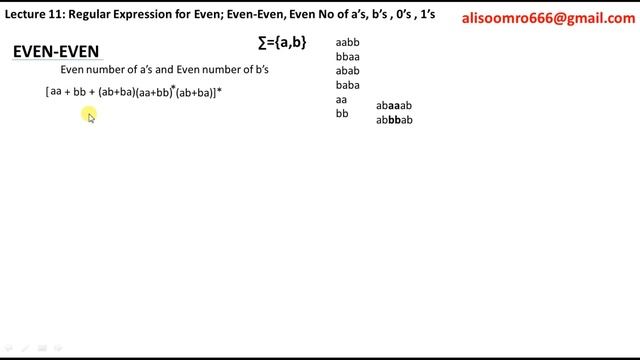 Lecture 11: regular expression for even number of a's , b's , 0's , 1's , even even language hindi смотреть онлайн
