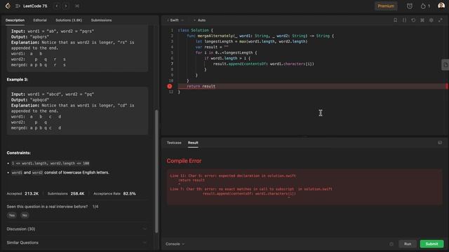 LeetCode 1/75 Easy | #1768. Merge Strings Alternately | Time O(n), Space O(n) смотреть онлайн