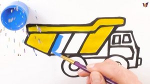 Как нарисовать МАШИНУ ГРУЗОВИК / мультик раскраска ГРУЗОВИК для детей / Раскраски малышам