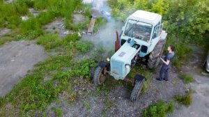 Как завести трактор с пускача.