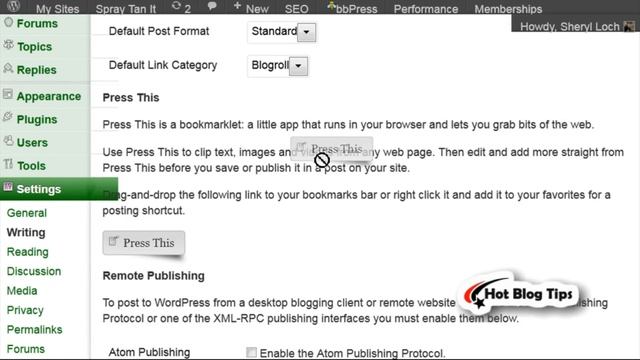 WordPress Settings - Writing смотреть онлайн