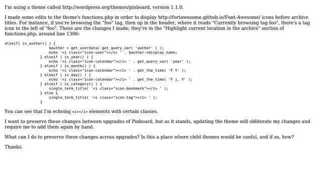 Wordpress: How do I preserve changes to a theme's functions.php across updates? смотреть онлайн