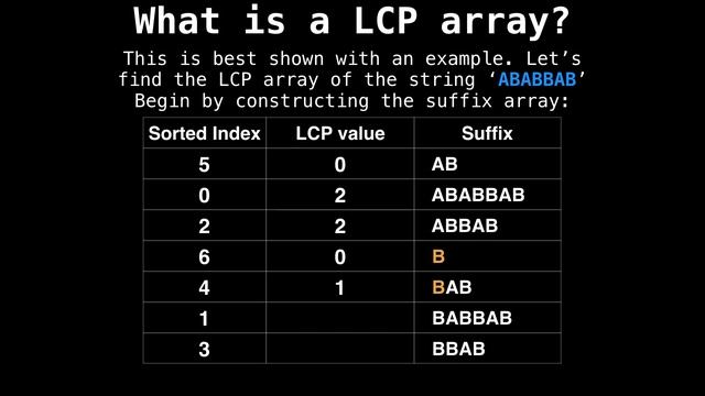 Longest Common Prefix (LCP) array смотреть онлайн