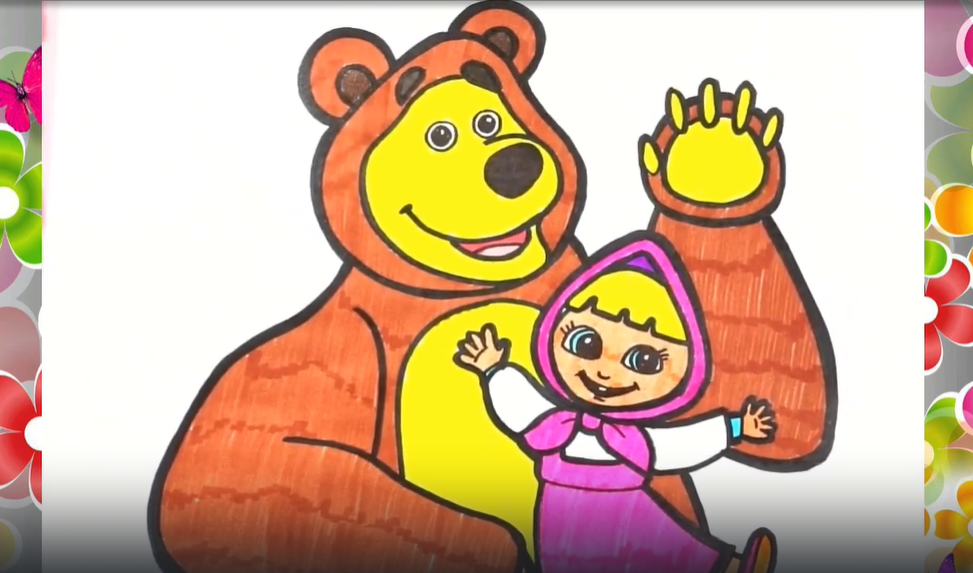 Рисуем Машу и медведя из мультика смотреть онлайн