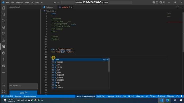 شرح Variables & data type المتغيرات و أنواع البيانات في php | دورة تعلم بي إتش بي كامله- الدرس #003 смотреть онлайн