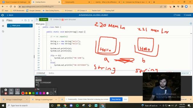 APCSA Java - The String Class[4] - String.equals() vs. == смотреть онлайн
