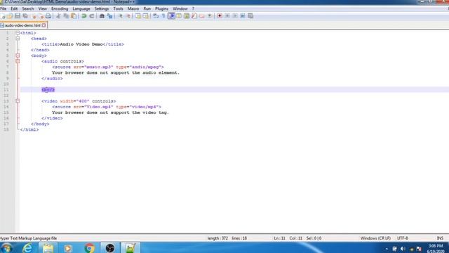 How to Insert Audio and Video in HTML File (HTML Audio and Video Tag) смотреть онлайн