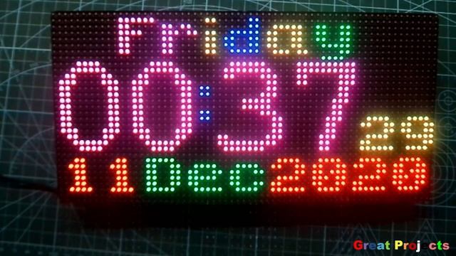 ESP32 Matrix p4 64x32 RGB NTP Clock смотреть онлайн