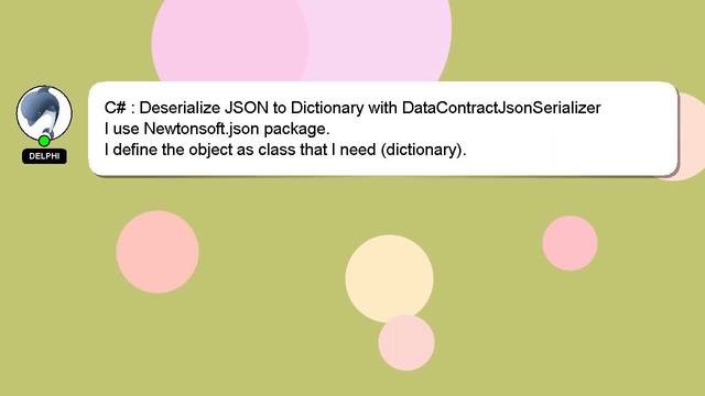 C# : Deserialize JSON to Dictionary with DataContractJsonSerializer смотреть онлайн