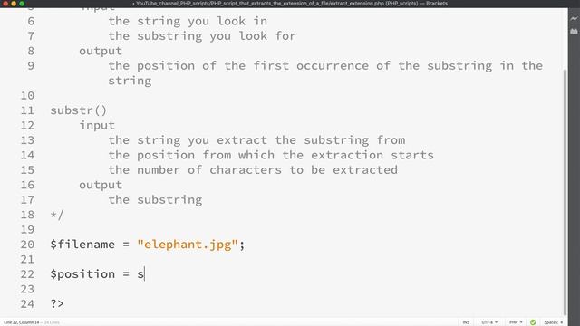 PHP script that extracts the extension of a file | substr(), strrpos(), strpos() смотреть онлайн