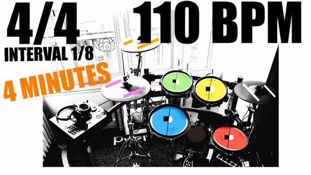 BPM 110 - 4/4 - INTERVAL 1/8 - DRUMMING COLORS - APPRENDRE LA BATTERIE EN COULEURS смотреть онлайн