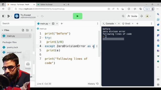 Handle Errors in #python programs using try-except block .Python intermediate part 6 Hindi/Urdu смотреть онлайн