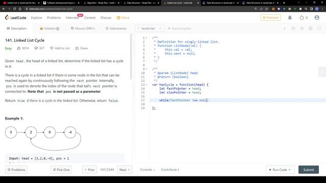 141. Linked List Cycle (Amazon Interview) JavaScript Leetcode смотреть онлайн