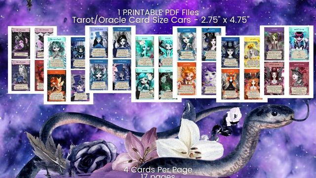 PRINTABLE CARD Deck - Gothic Fantasy Fairy - Oracle Cards | Tarot Sized 2.75 x 4.75 US Letter смотреть онлайн