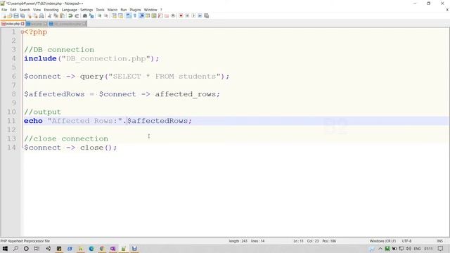 PHP MySQL Affected Rows | affected_rows | mysqli_affected_rows | Object Oriented | Procedure смотреть онлайн
