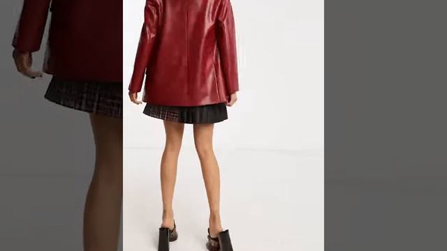 Leather look and check pleated mini skirt смотреть онлайн