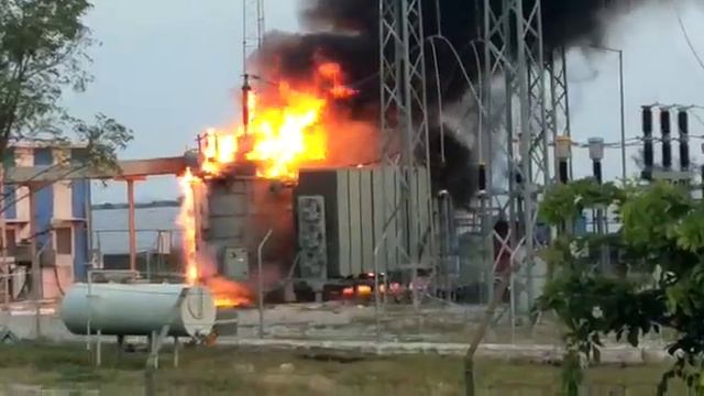 Fire in Power Transformer at Substation after short circuit fault. #transformer смотреть онлайн