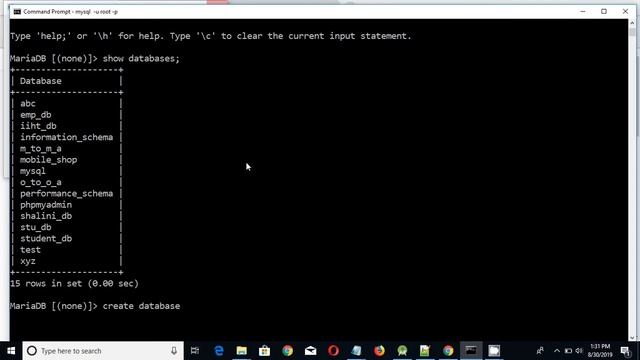 mysql databasee with command prompt when install with xampp смотреть онлайн
