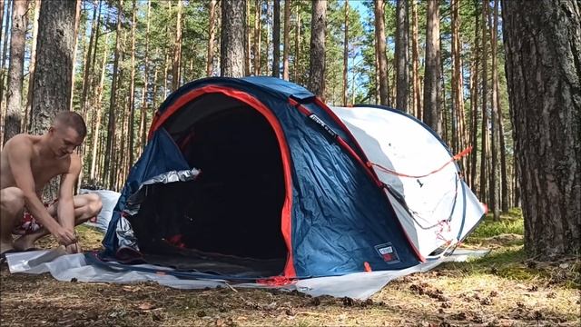 Палатка для кемпинга двухместная 2 second xl F/B Quechua декатлон (сборка) смотреть онлайн
