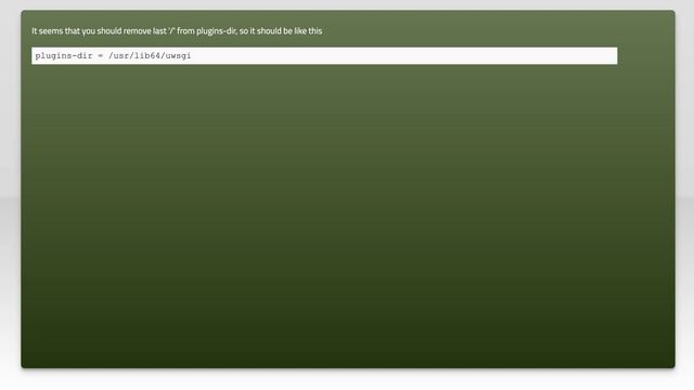 UNABLE to load uWSGI plugin: ./python3_plugin.so: cannot open shared object file: No such file o... смотреть онлайн