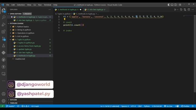 Methods for tuple in python смотреть онлайн