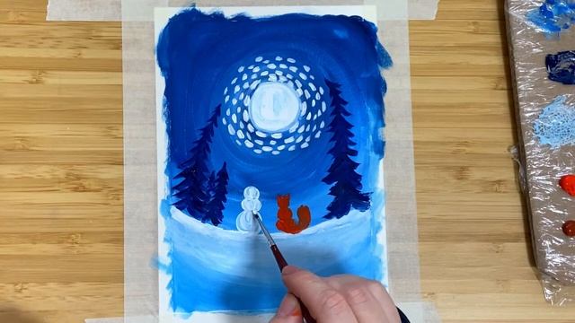 Зимний лес | Новогодняя картина гуашью для детей • Winter Forest | Picture For Kids