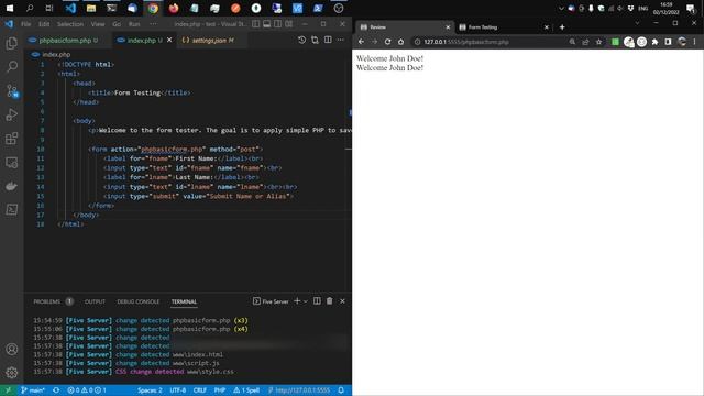 VSCode (F)Live Server - PHP Forms with instant updates смотреть онлайн