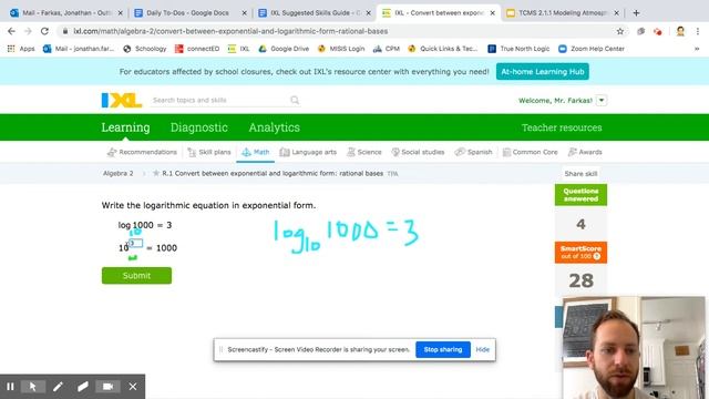 IXL Algebra 2 - Topic R.1 - Converting between exponential and logarithmic form: rational bases смотреть онлайн