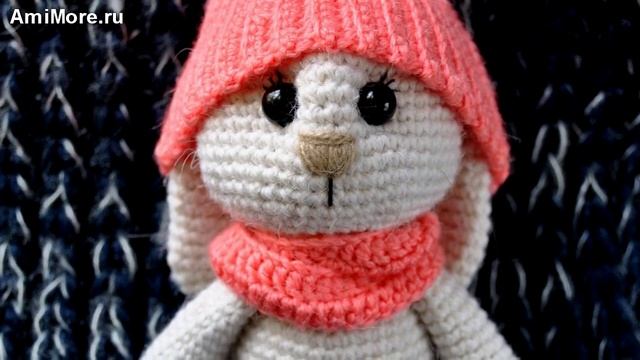Амигуруми: схема Зайки в шапочке. Игрушки вязанные крючком. Free crochet patterns. смотреть онлайн