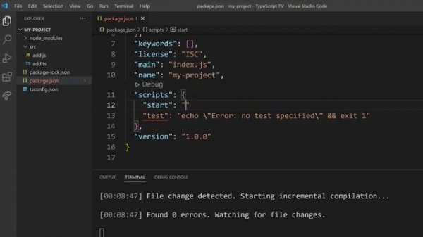 TypeScript Compiler (tsc) configuration in VS Code