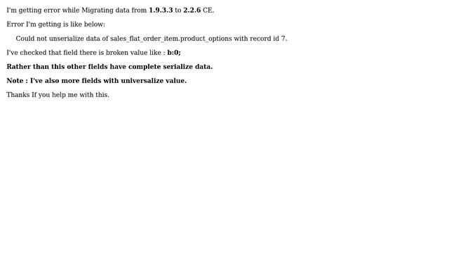 Magento: Magento Migration Unable to serialize value from sales_flat_order_item смотреть онлайн