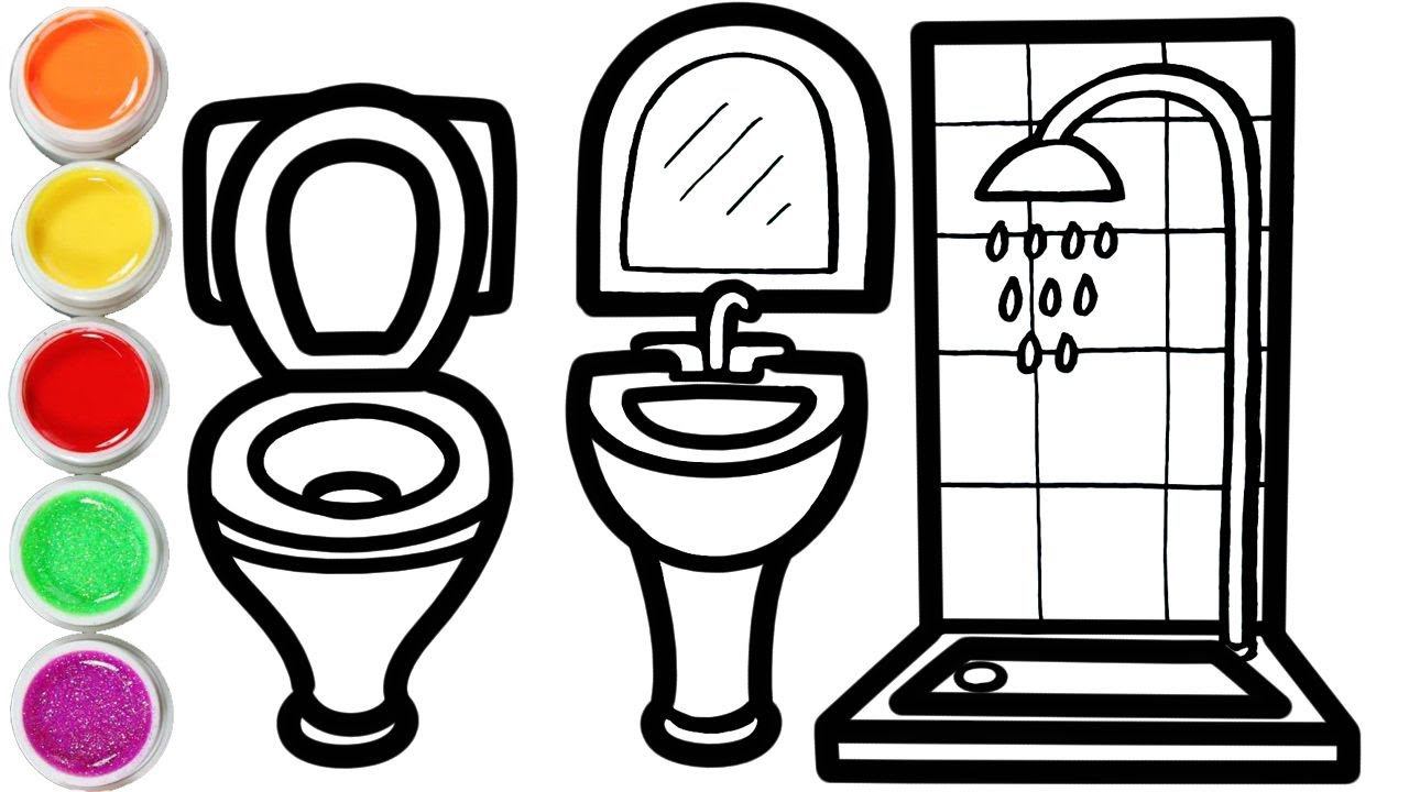 Bolalar Uchun Hojatxona Va Lavaboni Qanday Chizish Mumkin|How To Draw A Toilet Bowl Sink And Shower