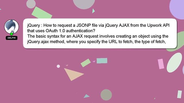 jQuery : How to request a JSONP file via jQuery AJAX from the Upwork API that uses OAuth 1.0 authen смотреть онлайн