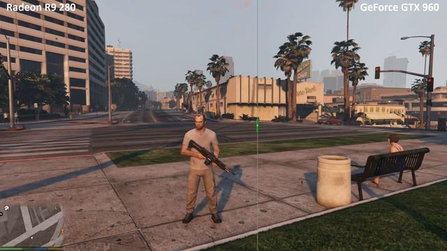 Grand Theft Auto V. Сравнение изображения у видеокарт Radeon и GeForce смотреть онлайн