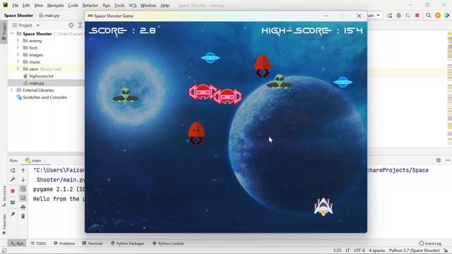 Space Shooter Game with Python and Pygame | Source Code Demo смотреть онлайн