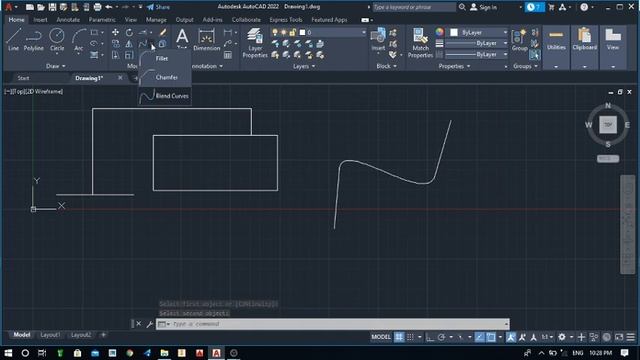 chamfer, fillet, blend command in Autocad 2022 all commands for student learning from basic смотреть онлайн
