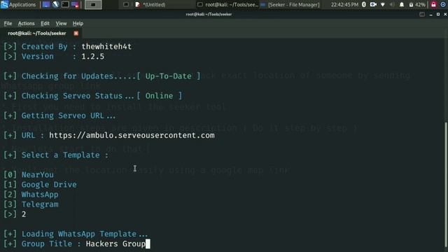 Track Exact location of someone by sending Whatsapp group link | Seeker | Termux | Kali Linux | смотреть онлайн