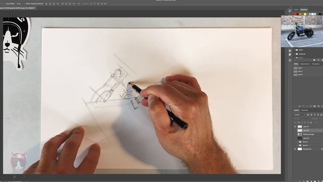Drawing a Motorcycle | Custom Harley Davidson with Wheel Turned | Learn to Draw смотреть онлайн