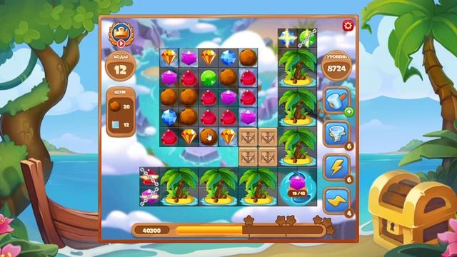 Как пройти уровень 8724 игры Сокровища Пиратов смотреть онлайн