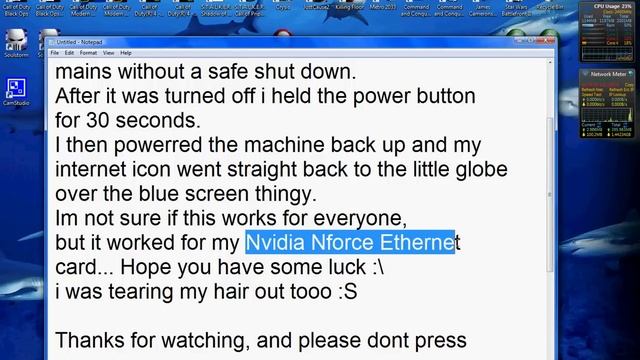 Local Only/Unidentified Network Fix for NVIDIA NFORCE Cards and Possibly Others смотреть онлайн