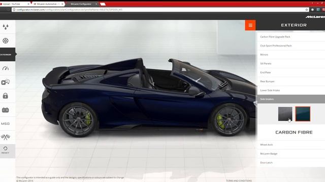 McLaren Configurator | Mclearn 675LT Spyder Config смотреть онлайн