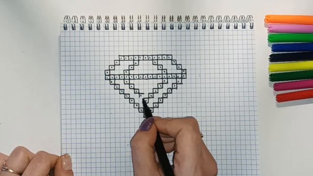 Рисуем простой рисунок по клеточкам. АЛМАЗ | Начну с самого легкого и маленького шаблона. смотреть онлайн