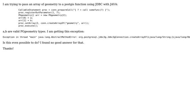 GIS: pass an array of geometry to postgresql function смотреть онлайн